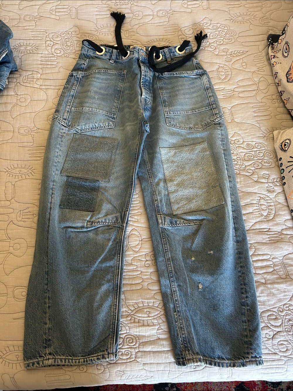 Free People We The Free Moxie Pull-On Barrel Jeans Truest Blue NWOT Size 27 - Picture 7 of 7